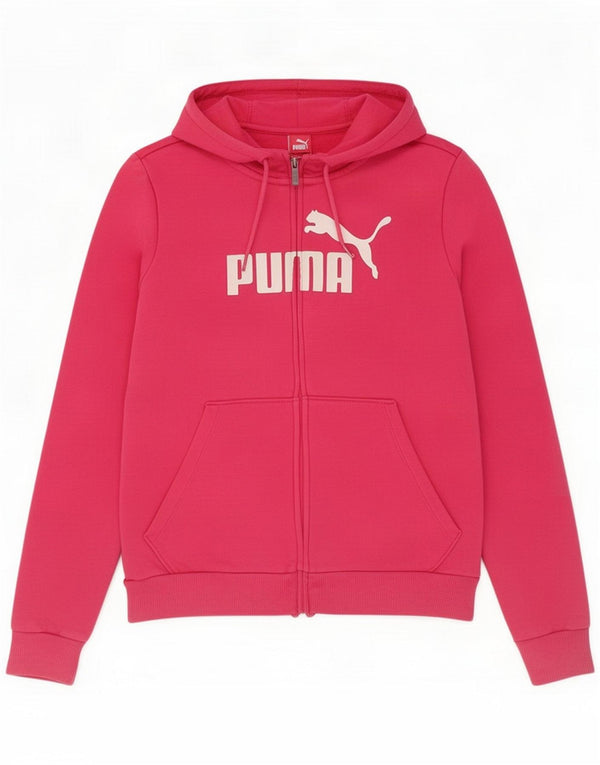 Puma Felpa con cappuccio e zip grafica da donna UK 12 Cotone rosa medio