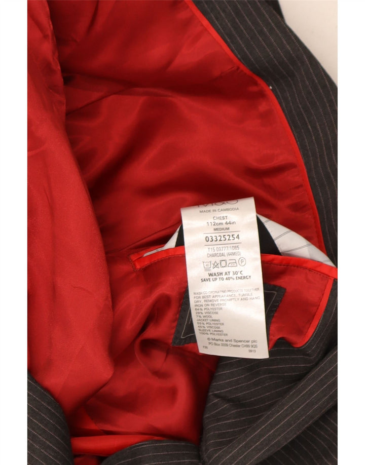 Giacca blazer a 2 bottoni da uomo Marks & Spencer UK 44 XL gessato grigio