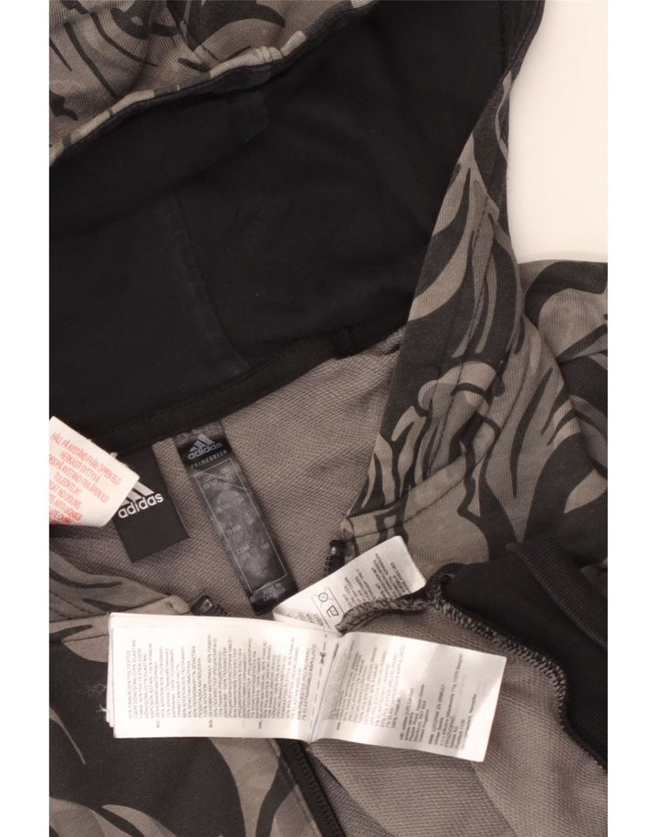 Felpa con cappuccio e zip Adidas da ragazzo a tre strisce 13-14 anni Grigia