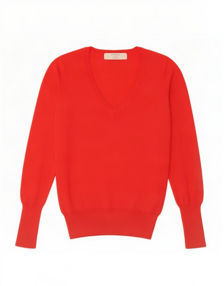 Maglione maglione con scollo a V da donna Zara UK 12 rosso medio