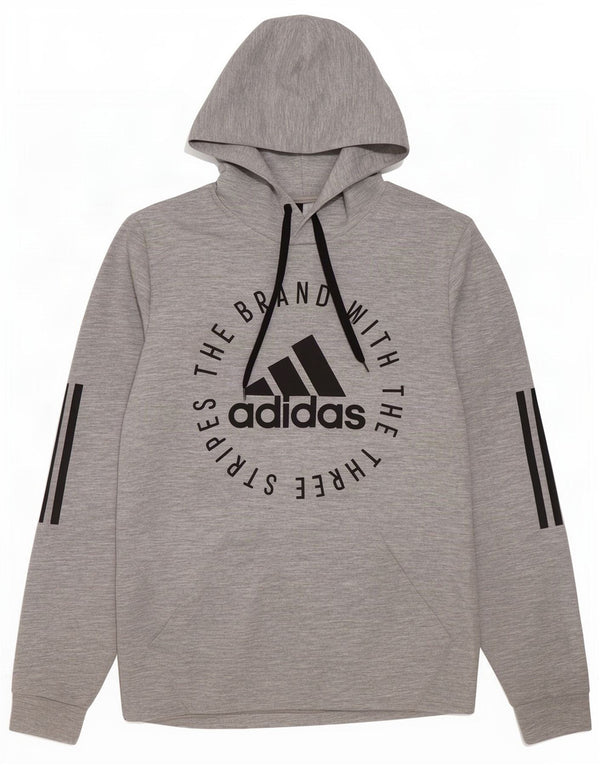 Felpa con cappuccio grafica da uomo Adidas piccola in poliestere grigio