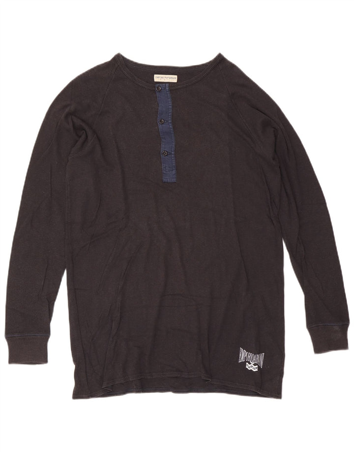 Armani Exchange Top grafico da uomo a maniche lunghe in cotone grigio grande