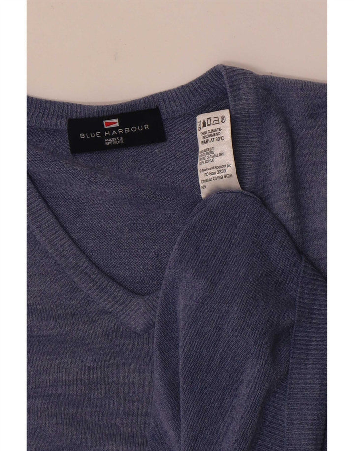 Maglione da uomo Marks & Spencer Blue Harbour con scollo a V blu medio screziato