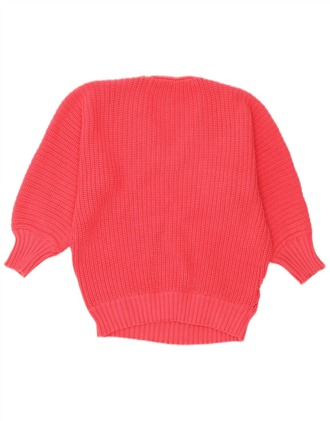 Maglione da donna VINTAGE con scollo a V e maniche a pipistrello a 3/4 UK 16 grande rosa