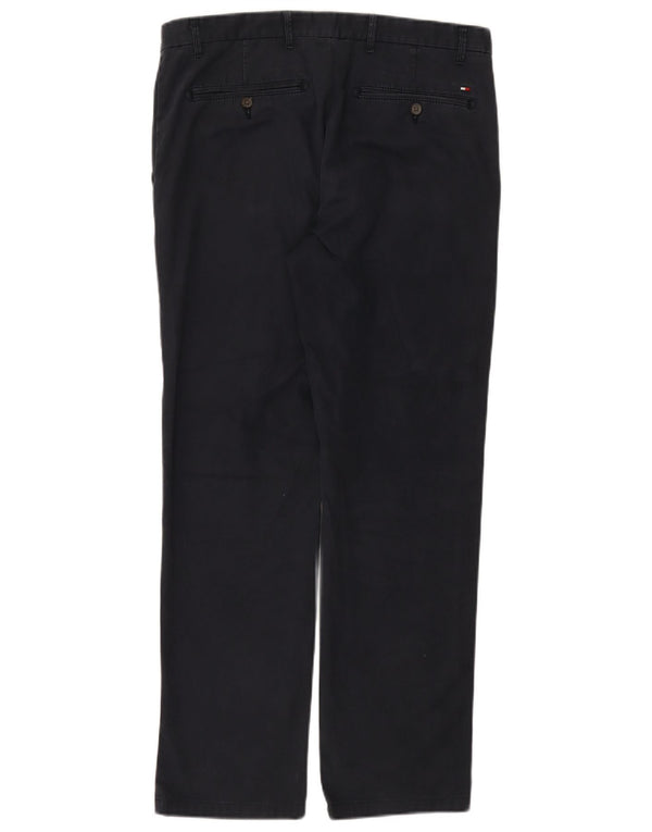 Pantaloni chino dritti da uomo Tommy Hilfiger W34 L32 cotone blu navy
