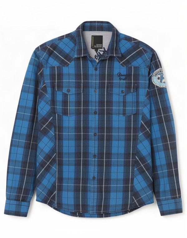 Jack & Jones Mens Graphic Flannel Shirt XL Blue Check Cotton