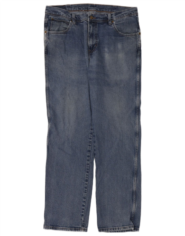 Jeans dritti regolari da uomo Wrangler W36 L32 cotone blu