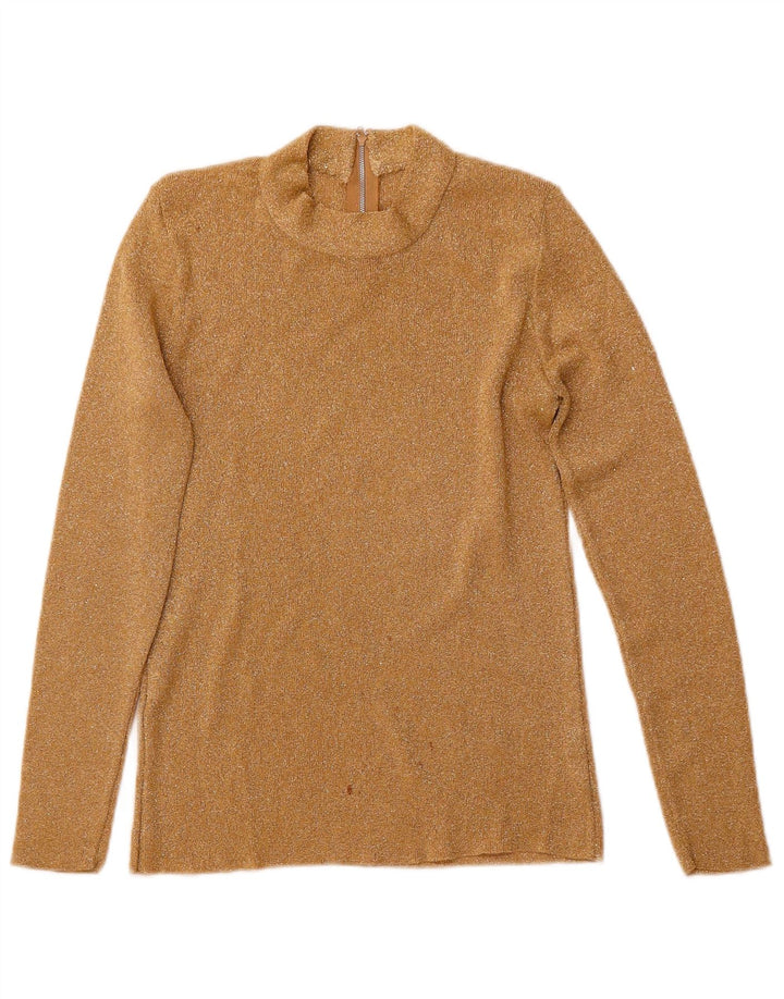 ESSEBI Womens Top Long Sleeve IT 48 XL Gold Flecked Cupro