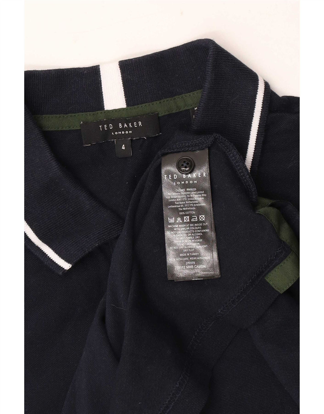 Polo da uomo Ted Baker taglia 4 grande in cotone blu navy