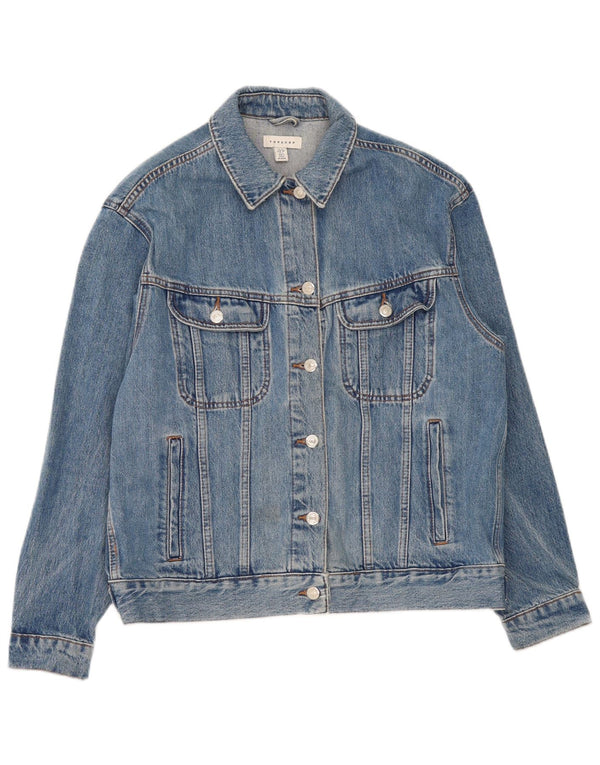 Topshop Giacca di jeans oversize da donna UK 10 Small Blue Cotton