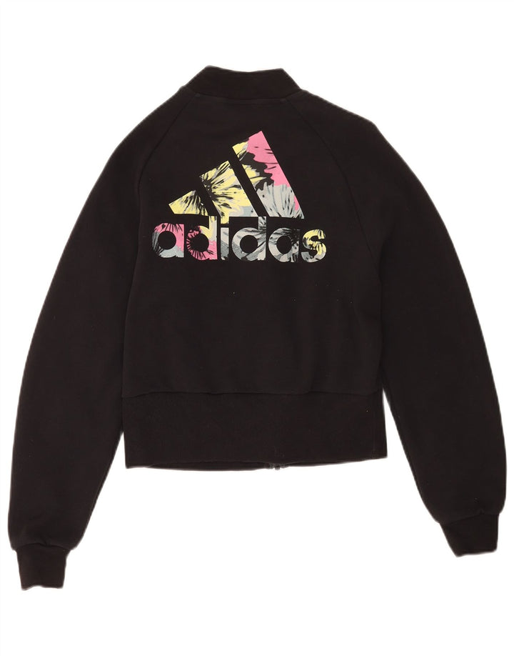 Giacca da ginnastica oversize con grafica Adidas da donna UK 0/2 2XS Nera