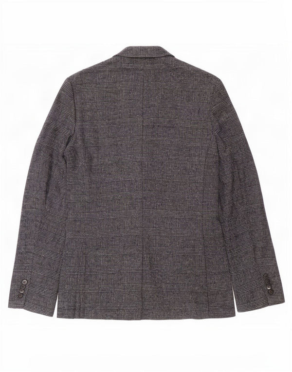 Giacca blazer a 2 bottoni da uomo Marks & Spencer UK 36 piccolo quadretto blu navy