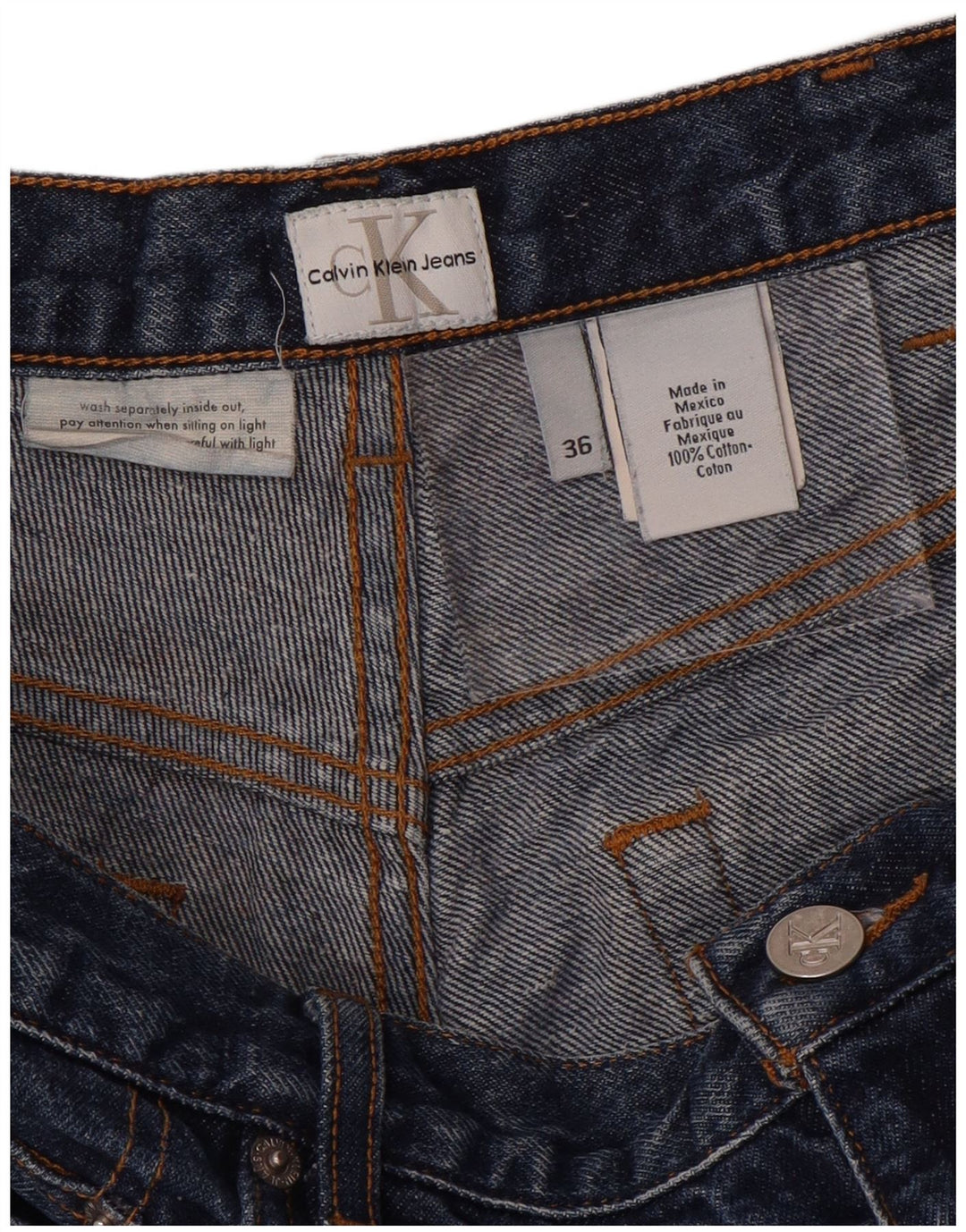 CALVIN KLEIN Jeans dritti da uomo W36 L31 Blu Cotone