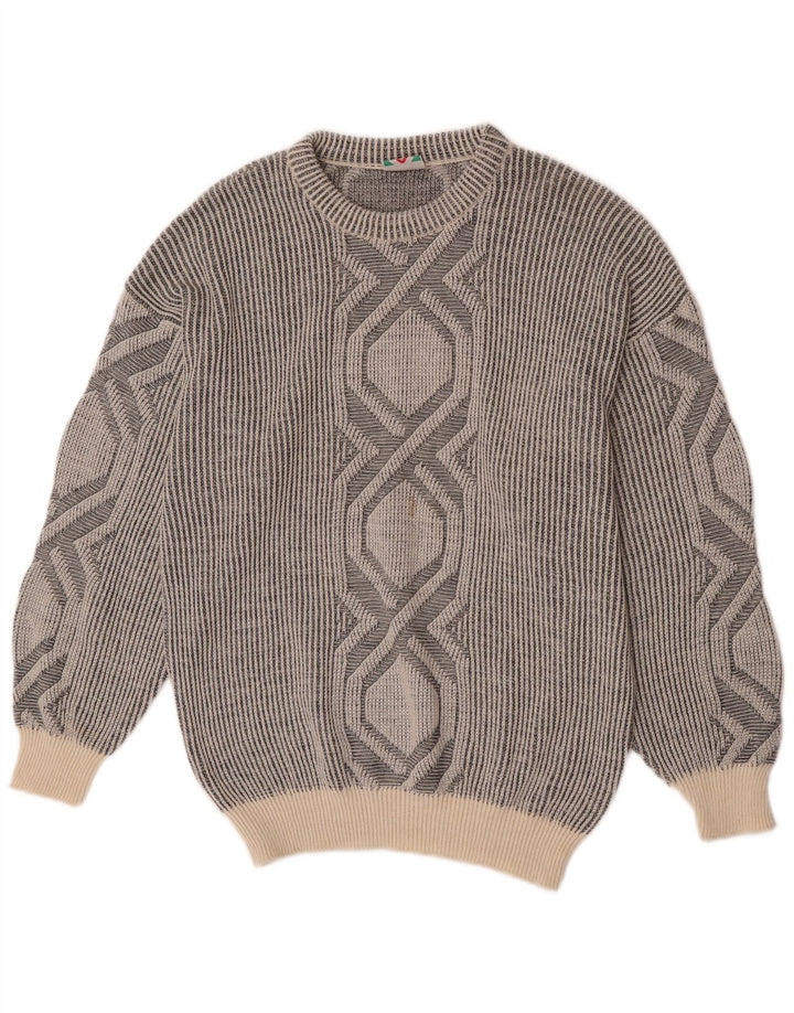 Maglione girocollo da uomo Nuova Moda in lana geometrica grigio medio