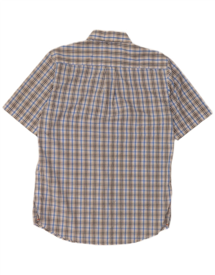 DOCKERS Mens Short Sleeve Shirt Small Blue Check Cotton