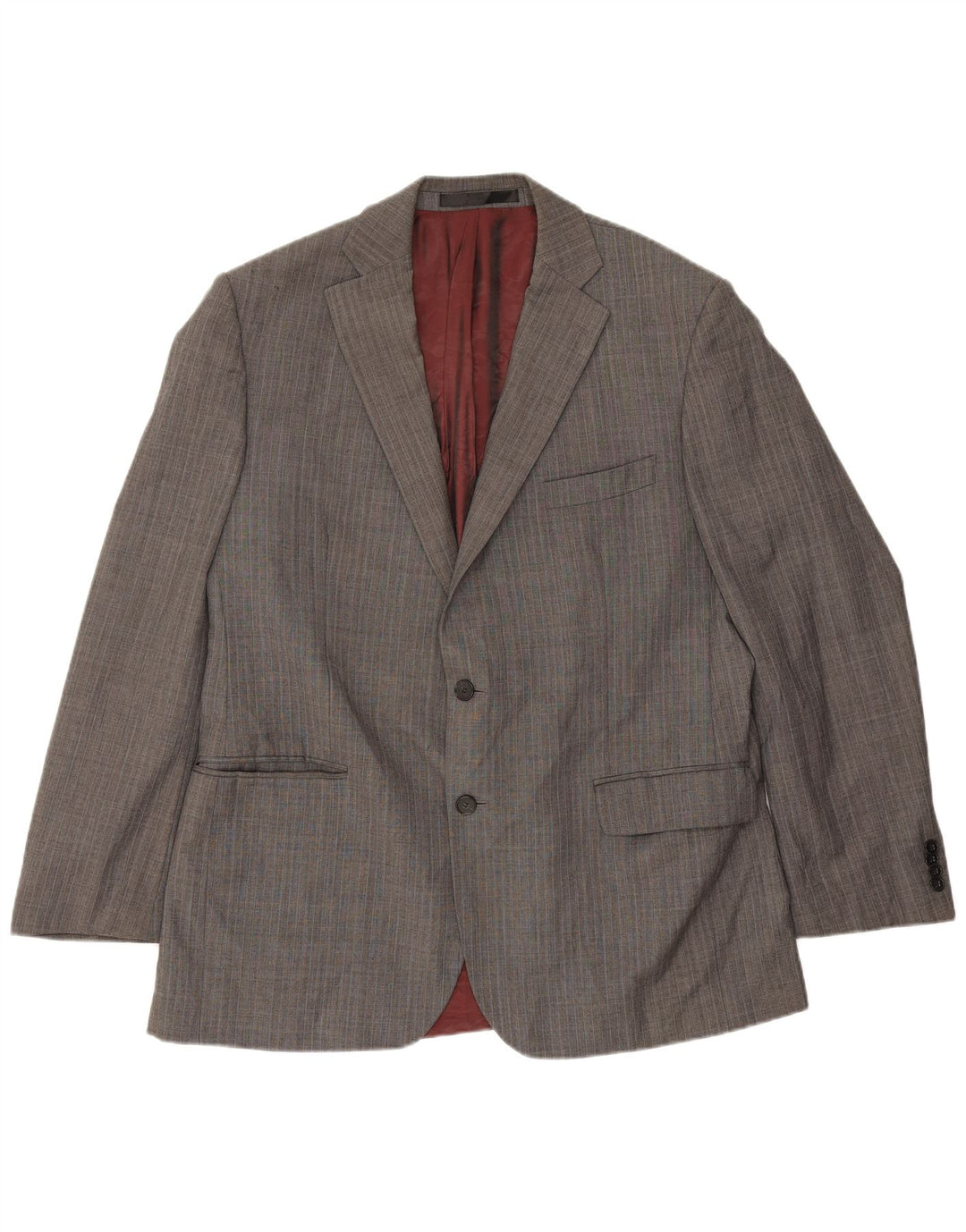 Giacca blazer a 2 bottoni da uomo Marks & Spencer UK 44 XL lana a spina di pesce grigia