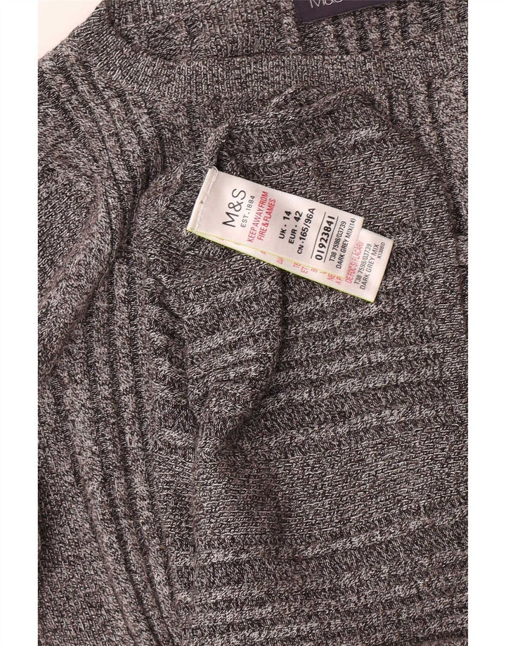 Marks & Spencer Top da donna a maniche lunghe UK 14 Viscosa a righe grigio medio