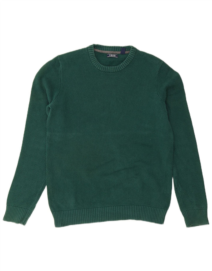 Maglione maglione girocollo da uomo Izod in cotone verde medio