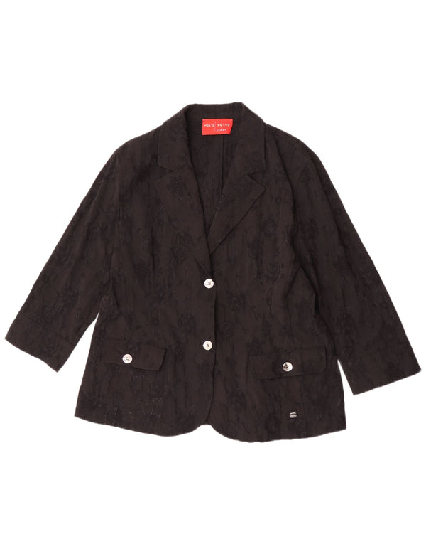 Giacca blazer da donna a 2 bottoni Perte by Krizia taglia 25 grande floreale nero