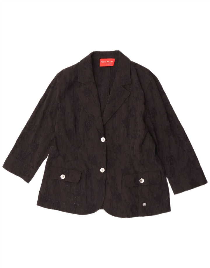 Giacca blazer da donna a 2 bottoni Perte by Krizia taglia 25 grande floreale nero
