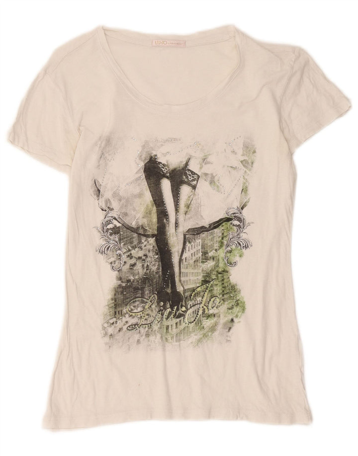 T-shirt grafica da donna Liu Jo Top UK 12 Medium White