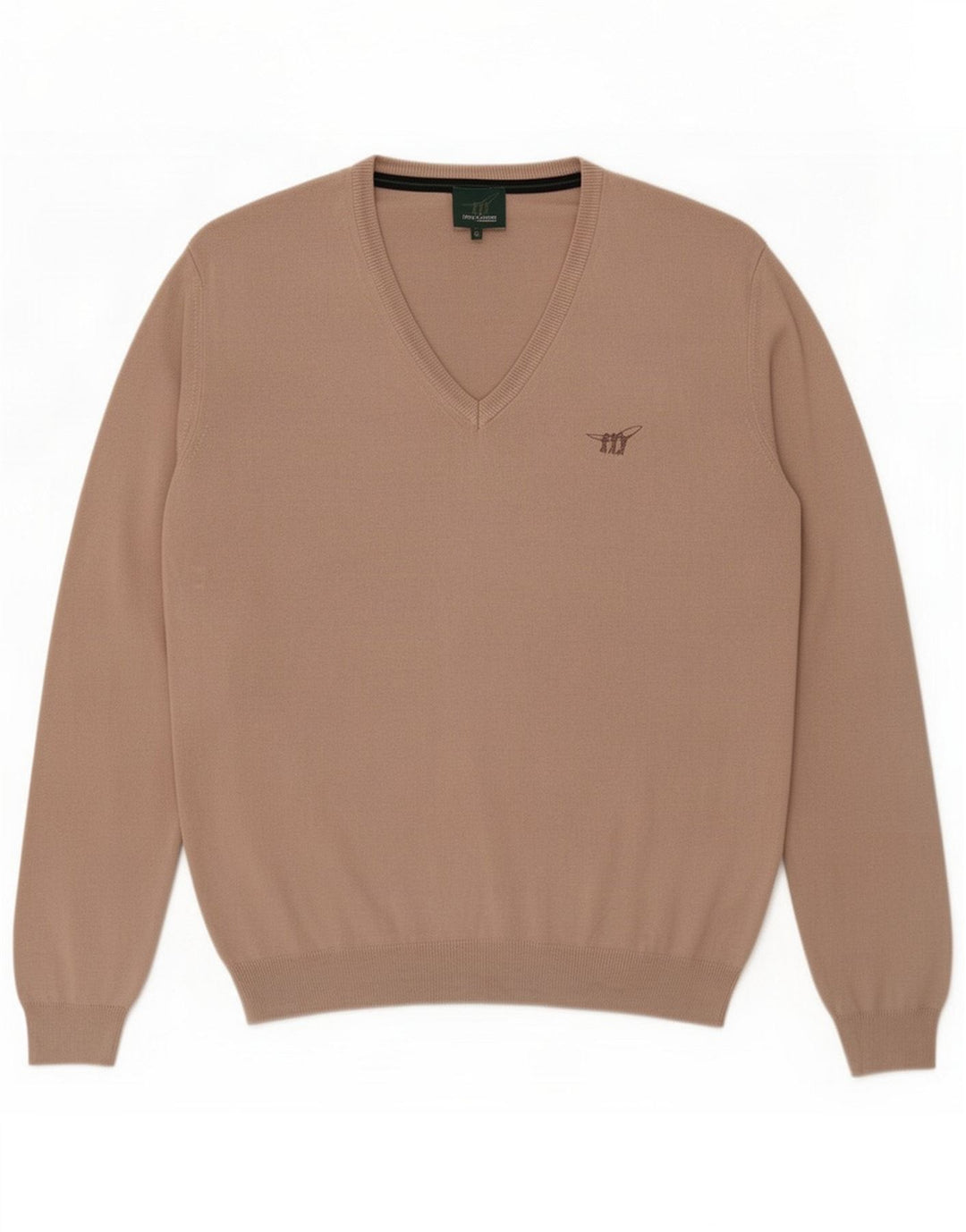 Henry Cottons Maglione da uomo con scollo a V in cotone beige medio