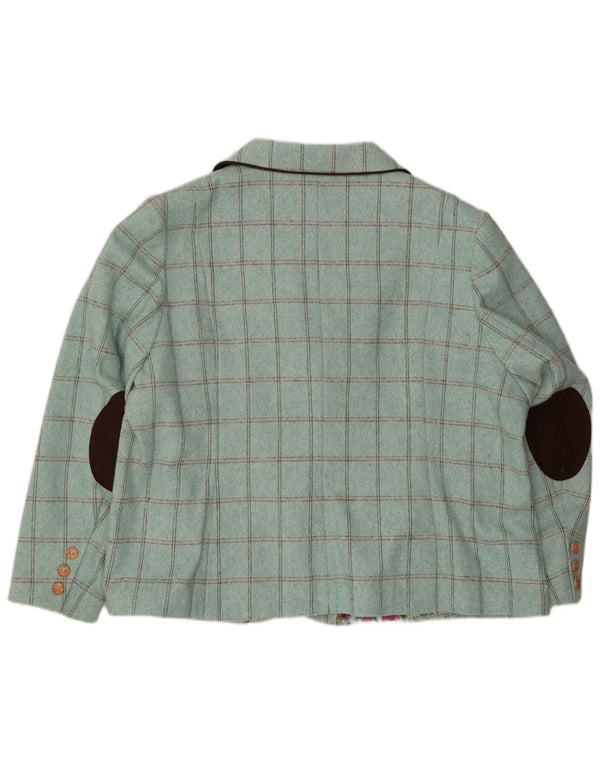 Giacca blazer a 3 bottoni da donna Joe Browns UK 30 7XL turchese a quadri