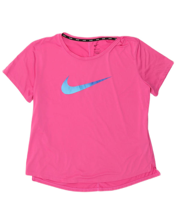 T-shirt grafica Nike Dri Fit da donna, taglia UK 16, grande, rosa, in poliestere