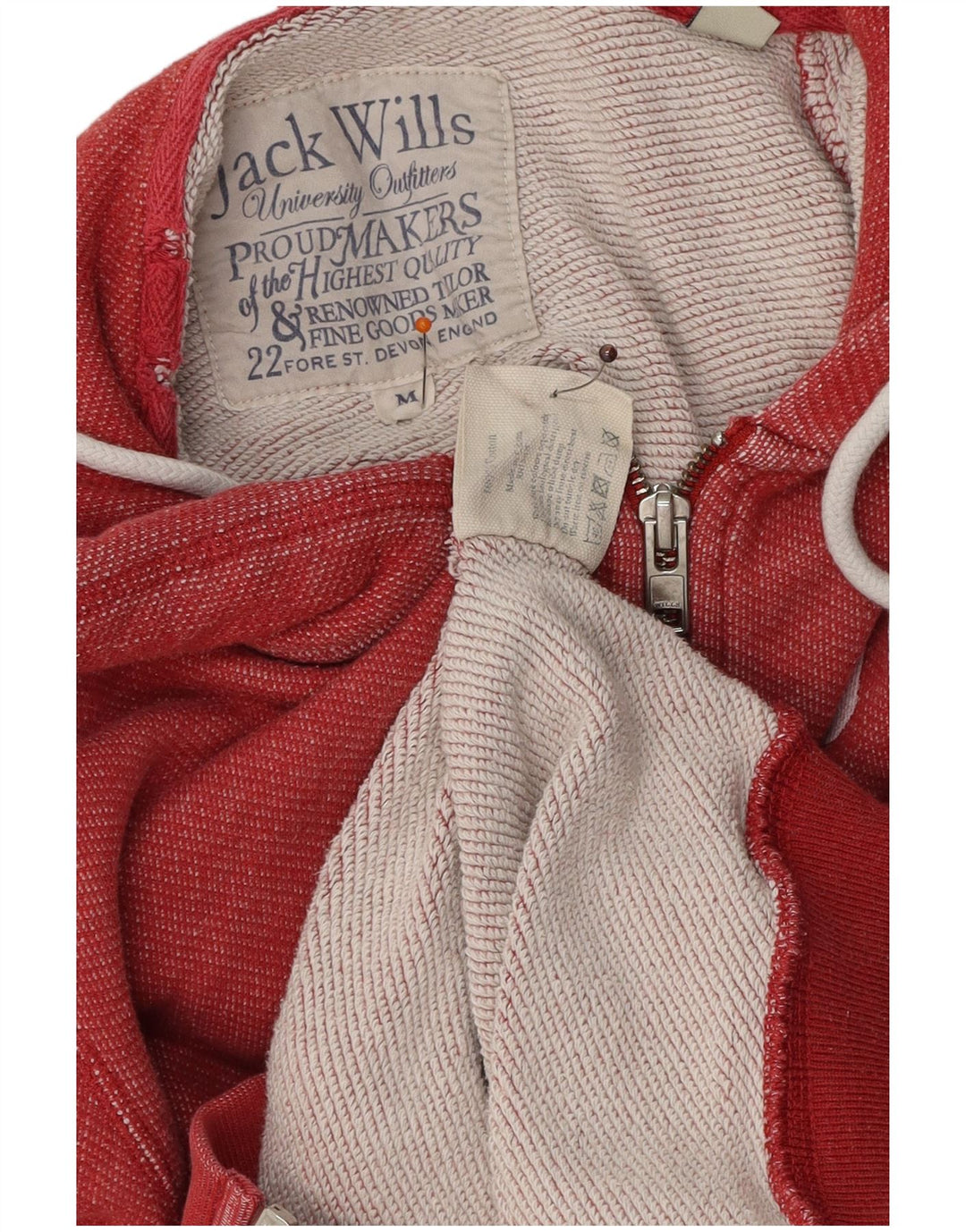 JACK WILLS Maglione con cappuccio e zip grafica da uomo in cotone rosso medio
