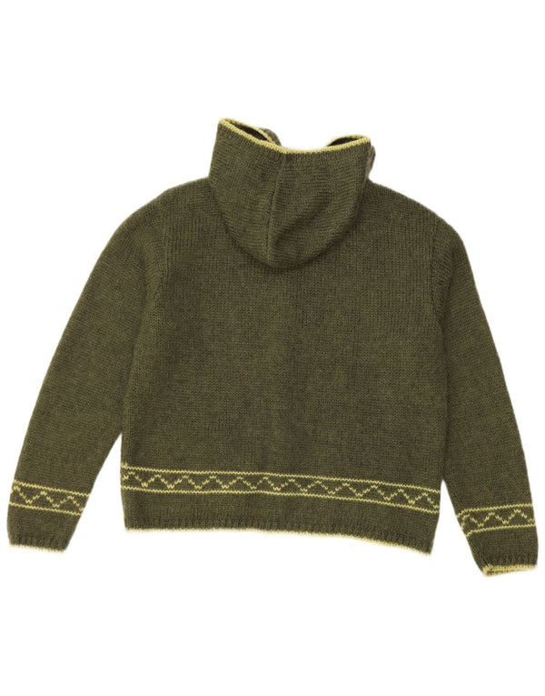 ROYAL ROBBINS Womens Hooded Cardigan Sweater UK 16 Large Green Fair Isle