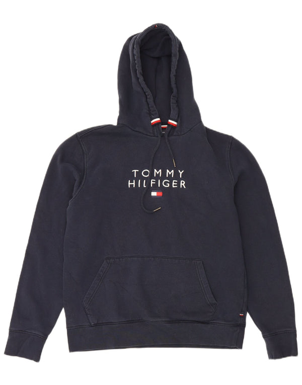 Maglione con cappuccio grafico da uomo Tommy Hilfiger piccolo in cotone blu navy