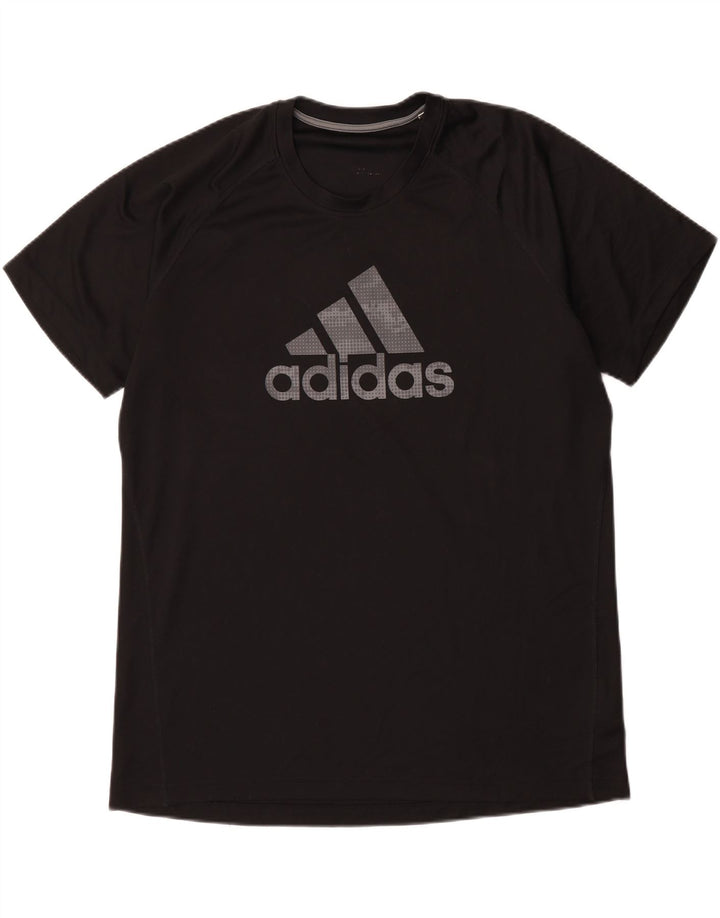 ADIDAS Mens Graphic T-Shirt Top Large Black Polyester Vintage Adidas and Second-Hand Adidas from Messina Hembry 
