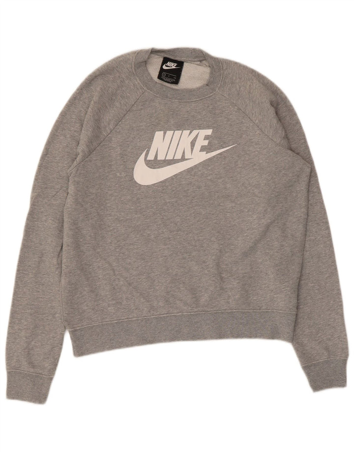 Felpa con grafica Nike da uomo, piccola, in cotone grigio screziato