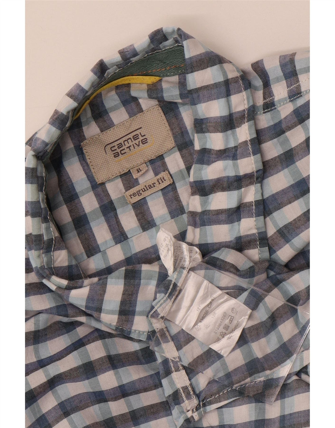 Camicia da uomo a maniche corte Regular Fit Camel Active XL in cotone a quadri blu