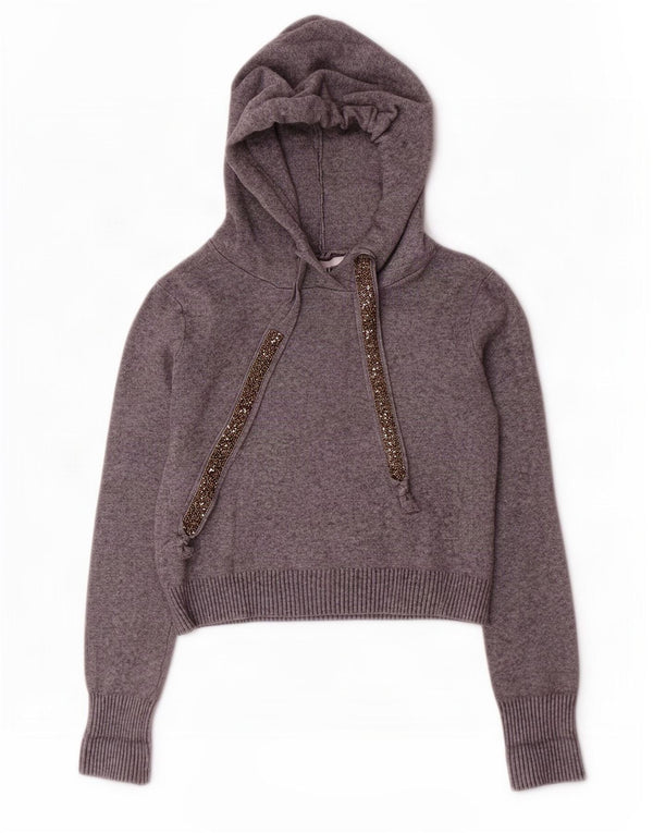 Maglione corto con cappuccio da donna Zara UK 10 piccolo grigio