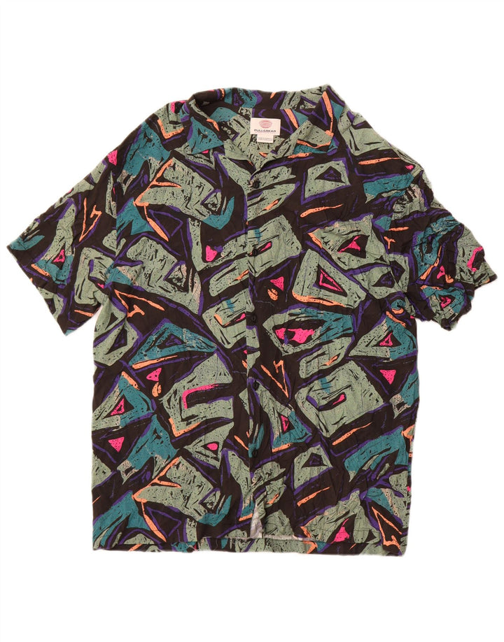 Camicia a maniche corte da uomo Pull & Bear XL in viscosa geometrica multicolore