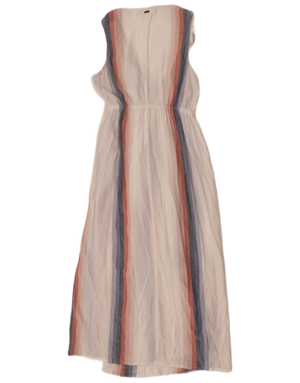 Abito lungo senza maniche da donna O'Neill UK 10 Piccolo in viscosa a righe bianche