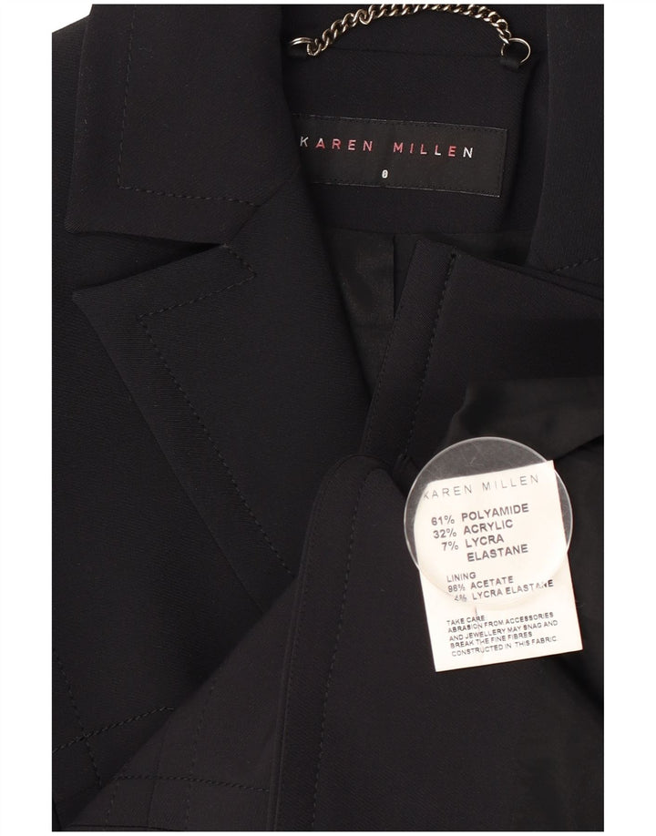 Giacca blazer a 2 bottoni da donna Karen Millen UK 8 Small nera in poliammide
