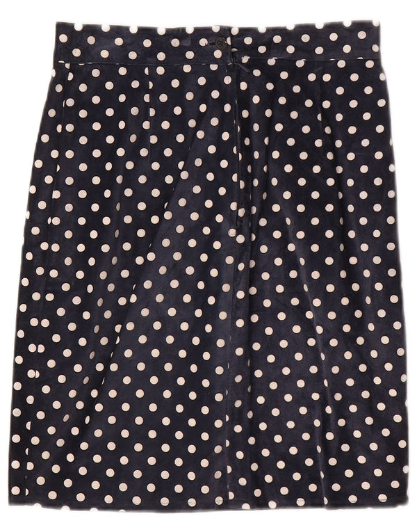 Gonna dritta da donna vintage W28 media a pois blu navy