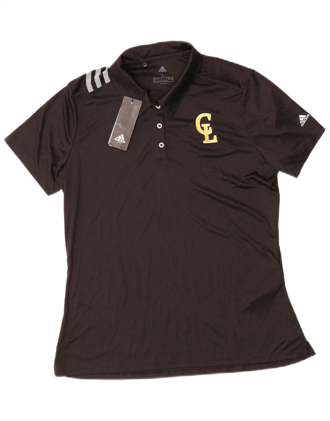 Polo Adidas Donna UK 16/18 Large Nero Poliestere