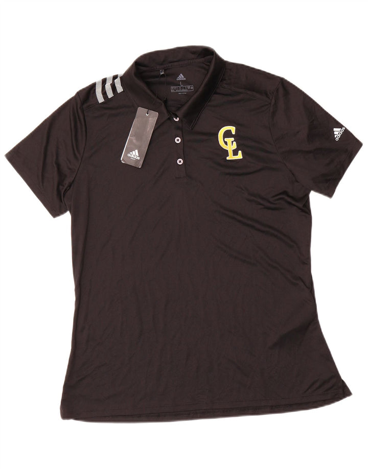 Polo Adidas Donna UK 16/18 Large Nero Poliestere