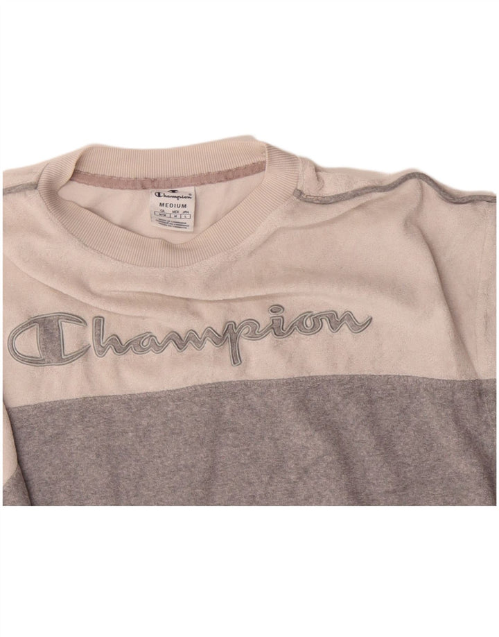 Felpa con grafica da donna CHAMPION Maglione UK 14 Blocco colore grigio medio