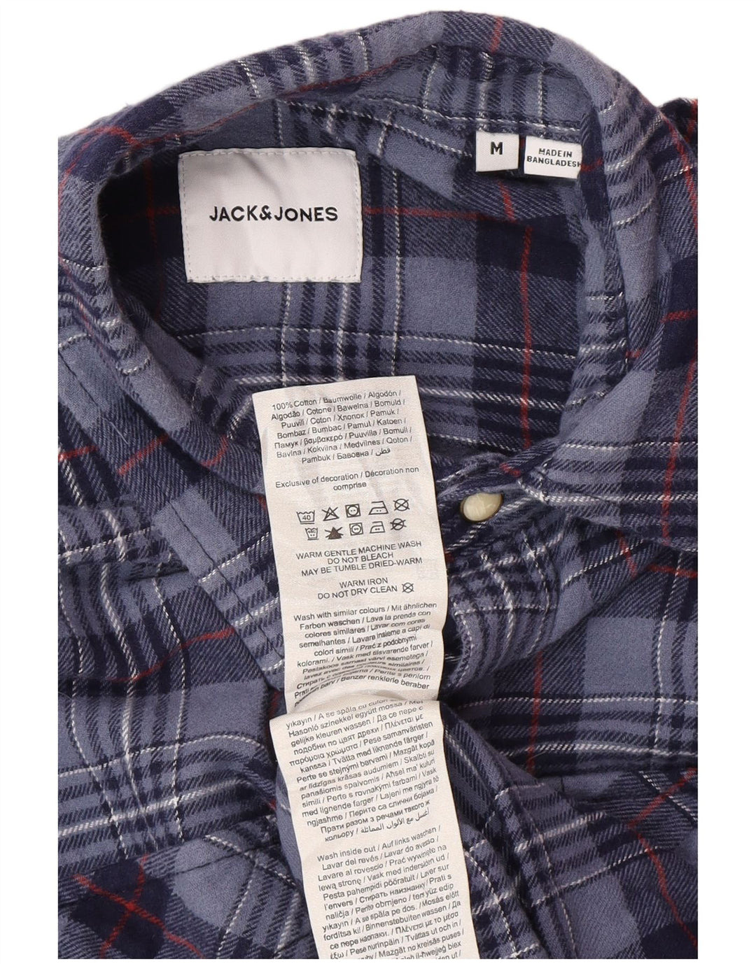 Jack & Jones Camicia da uomo in flanella di cotone a quadri blu navy medio
