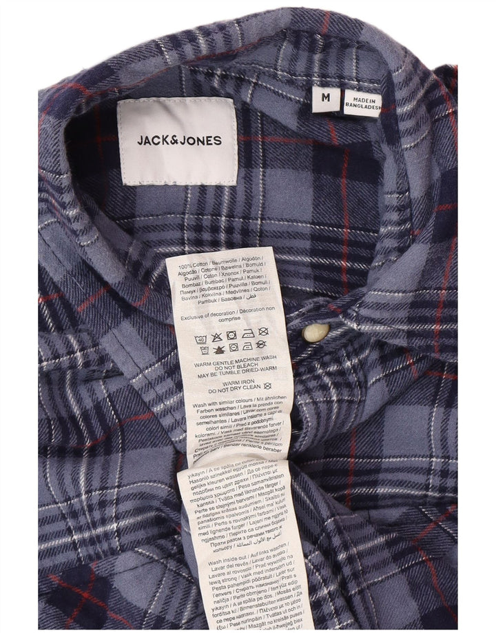 Jack & Jones Camicia da uomo in flanella di cotone a quadri blu navy medio