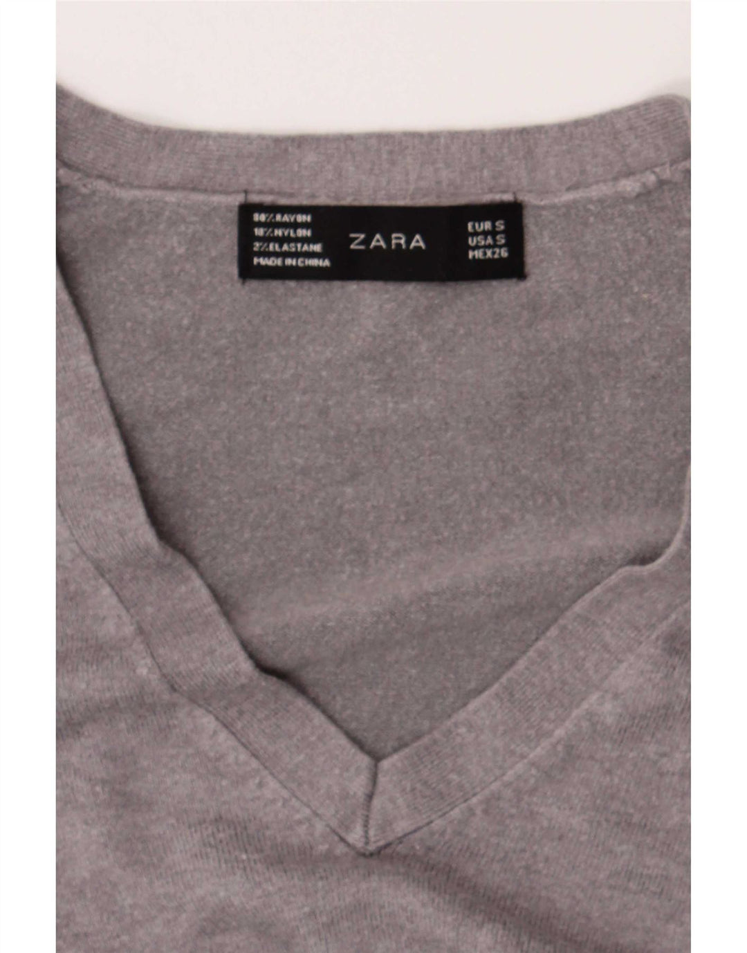 Maglione con scollo a V da donna Zara UK 10 piccolo grigio