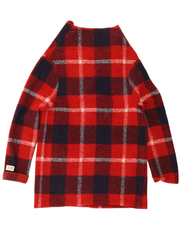 Maglione cardigan lungo da donna Woolrich UK 10 piccolo plaid rosso in lana