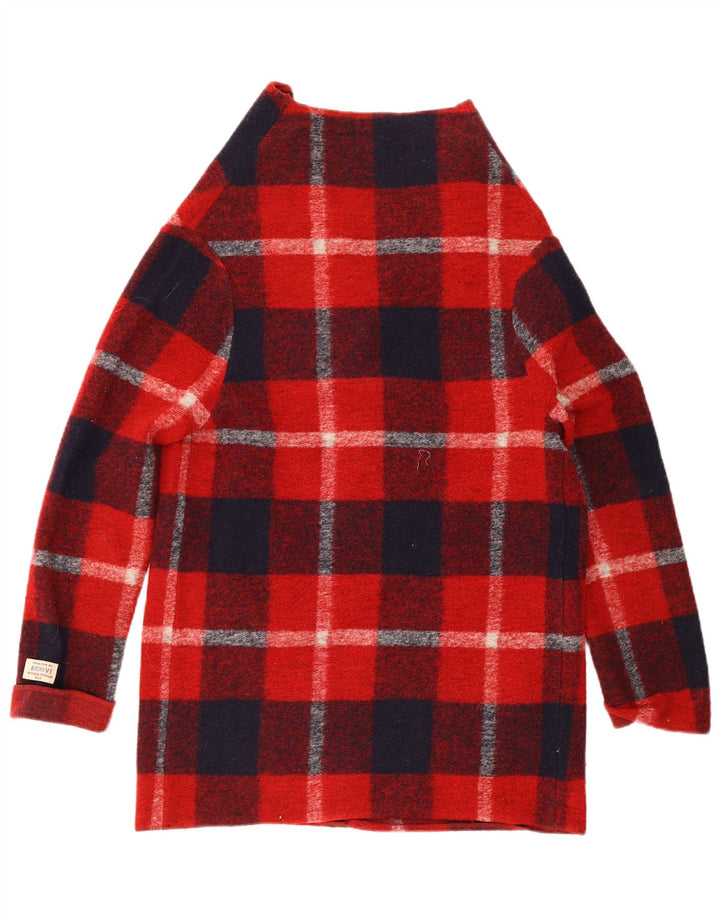 Maglione cardigan lungo da donna Woolrich UK 10 piccolo plaid rosso in lana