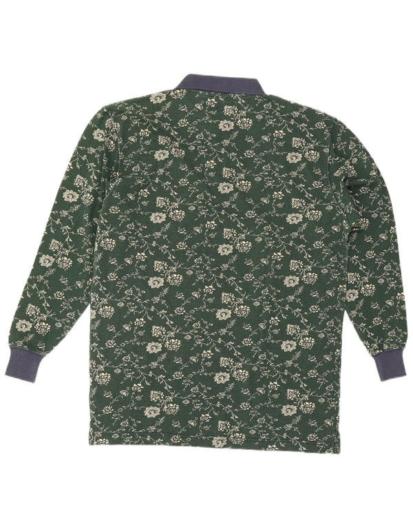 Polo da rugby da uomo a maniche lunghe Sevres piccola verde floreale