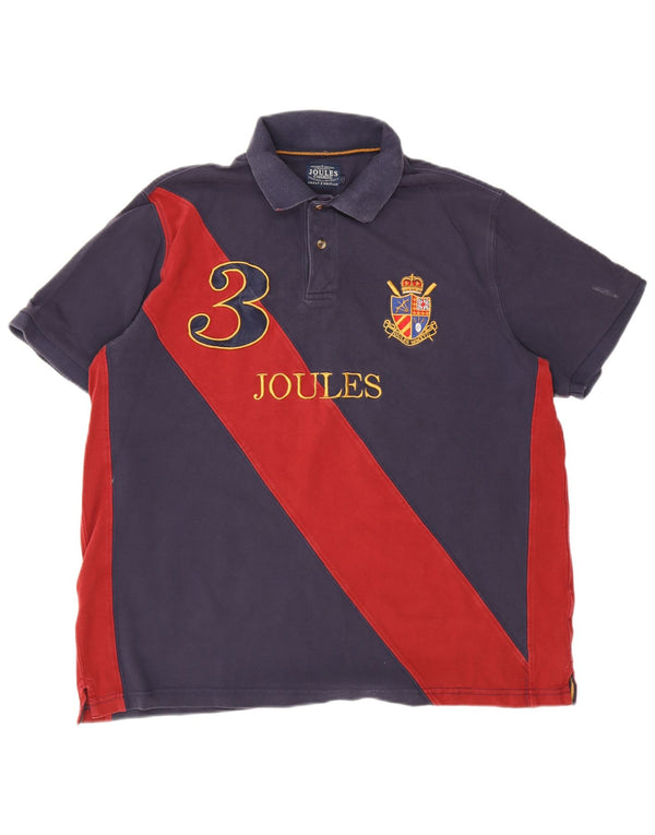 Polo grafica da uomo Joules 2XL cotone color block blu navy