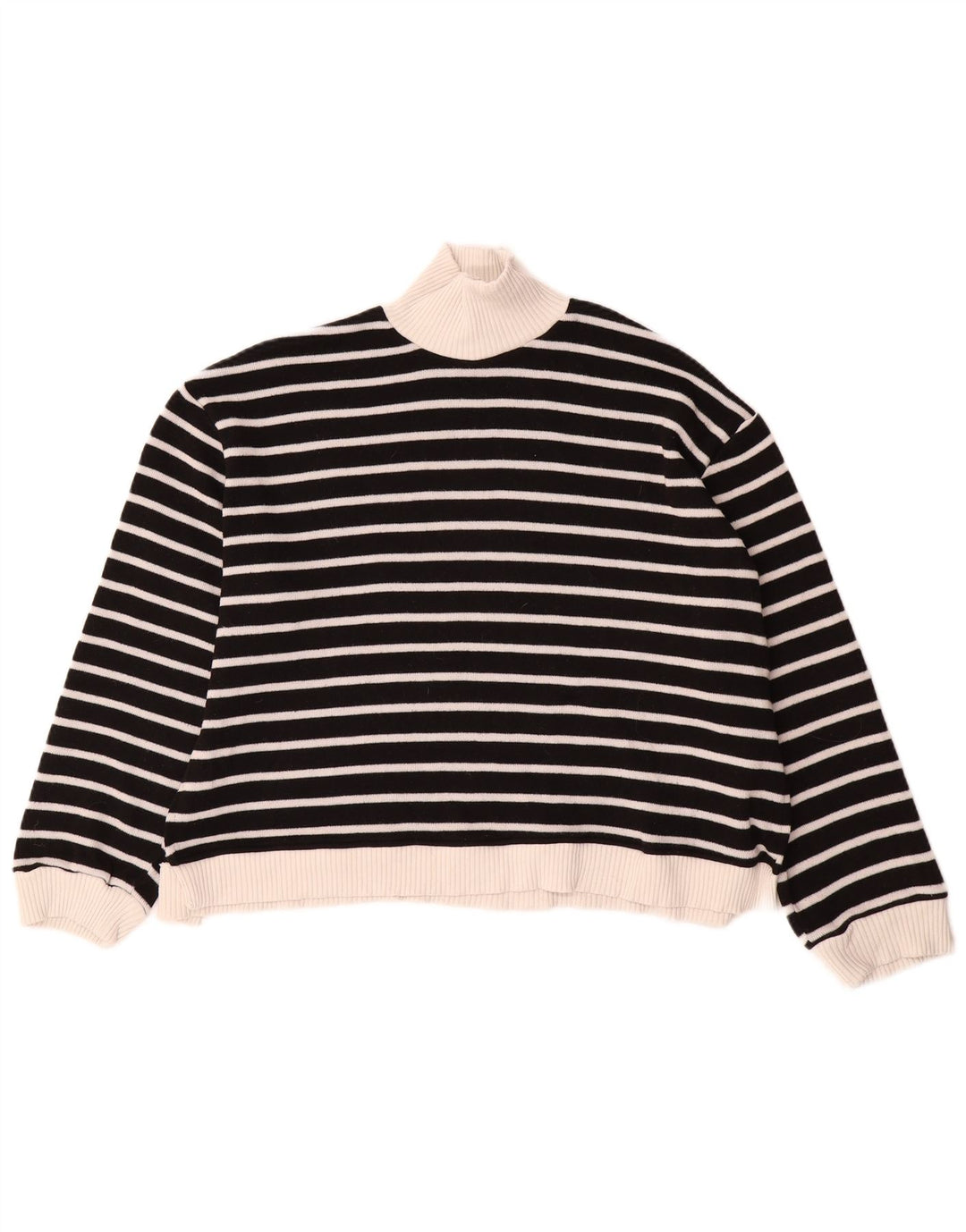 Maglione a collo alto da donna Zara UK 14 a righe nere medie